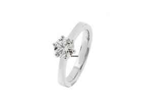 Facet solitaire ring 18kt white gold 5.4g diamond 0.70ct