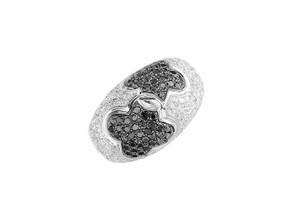 Thumbnail von Ring White Gold Black & White Diamond Blossom 1.80ct Size 55 10g </h1>