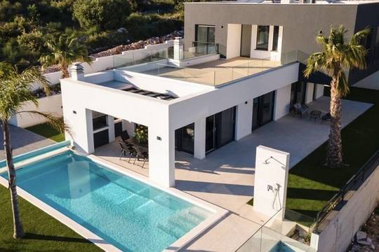 New build villa with private pool, hot tub, and landscaped garden