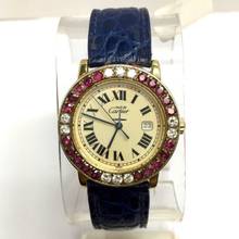 Thumbnail von Cartier Quartz Gold-Plated Ladies Watch Large DIAMONDS RED RUBIES Ne </h1>