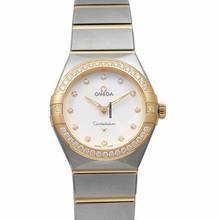 Thumbnail von Omega Constellation Quartz 131.25.28.60.52.002 - Constellation Manhattan Quartz 28 mm Quartz Silver Dial Yellow Diamo </h1>