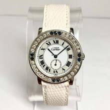 Thumbnail von Cartier RONDE Silver 1.01TCW DIAMONDS & Blue SAPPHIRES Watch </h1>