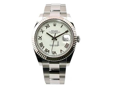  Rolex Datejust 41 Edelstahl Weißgold 126334 Weiß Römisch Oyster  