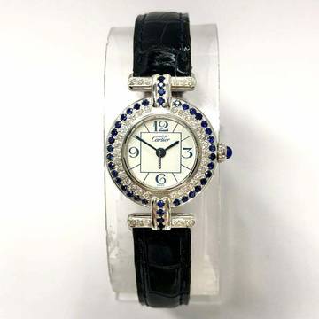  Cartier COLISÈE 24mm GP Silver DIAMONDS & Blue SAPPHIRES Watch </h1> 