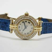 Thumbnail von Cartier COLISÉE 18K Yellow Gold Watch Diamond Bezel Blue Band </h1>