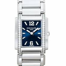 Thumbnail von Patek Philippe Twenty~4 4910/1200A-001 - Twenty~4 Diamond Blue Sunburst Dial Ladies Watch </h1>