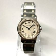 Thumbnail von Cartier Santos OCTAGON Quartz 31mm 2 Tone 0.38TCW DIAMOND Watch  </h1>