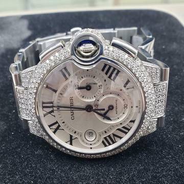 Cartier Ballon Bleu BLUE 44mm Automatic Chronograph Steel DIAMOND Watch </h1> 
