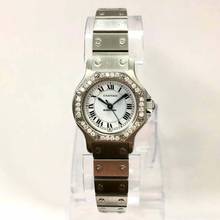  Cartier Santos OCTAGON Automatic 25mm Steel 0.4TCW DIAMOND Watch </h1> 