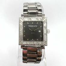  Tiffany Atlas Date 28mm Steel DIAMONDS & Blue Sapphires Watch </h1> 