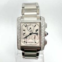 Thumbnail von Cartier Tank Française Chronograph Quartz 28mm Steel ~1TCW DIAMOND Watch </h1>