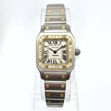 Thumbnail von Cartier Santos Galbée 24mm Quartz 2 Tone 0.7TCW Diamond Watch NEW Model </h1>