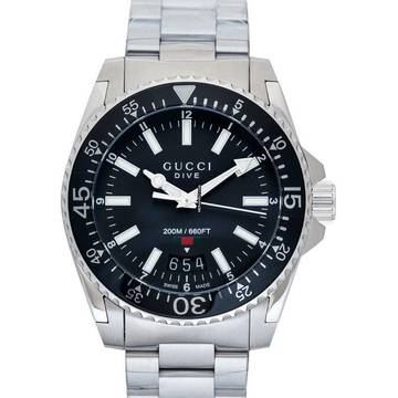  Gucci Dive YA136301A - Dive Quartz Black Dial Stainless Steel Men's Watch </h1> 