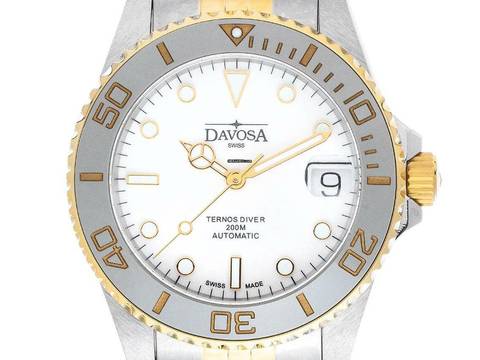  Davosa Ternos Automatic Medium Stahl PVD Gold Keramik Automatik Armband Stahl PVD Gold 37mm Box&Pap. Full Set Neu 