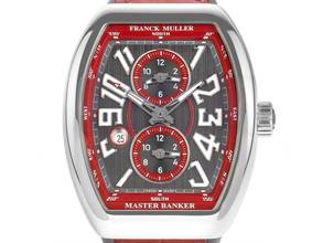  Franck Muller Vanguard Master Banker 3-Zeitzonen Stahl Automatik Armband Leder Kautschuk Faltschließe 54x44mm Box&Pap. Full Set Neu 