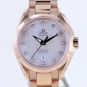  Omega Seamaster Aqua Terra 18K Sedna Roségold Aqua Terra 150m 34mm MOP Dial Diamond B+P Neu 