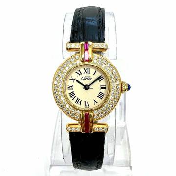  Cartier Vermeil Colisee Quartz GoldPlated Argent ~1TCW Diamond & Red Rubies Watch </h1> 