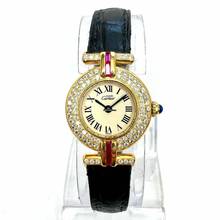 Thumbnail von Cartier Vermeil Colisee Quartz GoldPlated Argent ~1TCW Diamond & Red Rubies Watch </h1>