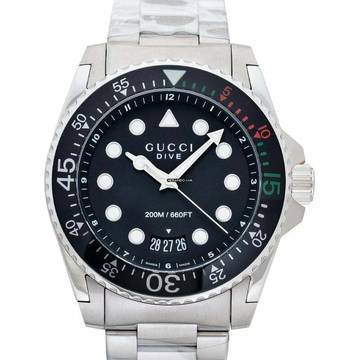  Gucci Dive YA136208A - Dive Quartz Black Dial Stainless Steel Men's Watch </h1> 