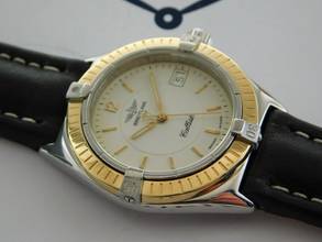  Breitling Callisto 34 mm Stahl Gold Herrenuhr im Top Zustand mit neuem Lederband </h1> 