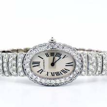 Thumbnail von Cartier Baignoire 23mm Quartz 18K WG ~6TCW Diamond Watch </h1>
