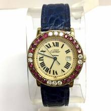 Thumbnail von Cartier RONDE 32mm Quartz GP Silver Diamonds & Red Rubies Watch </h1>