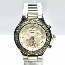 Thumbnail von Cartier 21 Chronoscaph Chronograph 2424 Quartz 38mm Steel 2.38TCW DIAMOND Watch </h1>