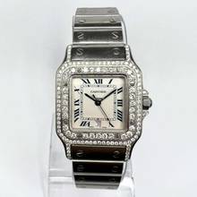 Thumbnail von Cartier Santos Galbée 29mm Quartz Steel 1.57TCW Diamond Watch NEW MODEL </h1>
