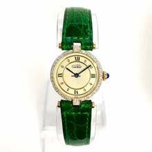 Thumbnail von Cartier VERMEIL 24mm Quartz GP Argent 0.58TCW Diamond Watch </h1>