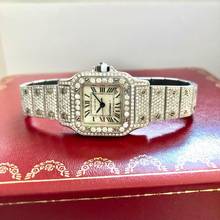 Thumbnail von Cartier Santos Galbée 24mm Automatic Steel Diamond Watch ~8TCW NEW MODEL </h1>