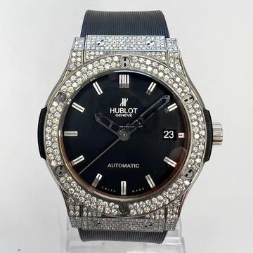  Hublot Classic Fusion 45mm Automatic Titanium 3.36TCW Diamond Watch SKELETON Backcase </h1> 