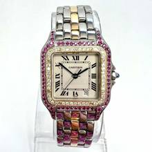 Thumbnail von Cartier Panthère 27mm 1 Row Gold 0.48TCW Diamonds & 0.77TCW Red Rubies Watch </h1>
