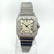Thumbnail von Cartier Santos Galbée 29mm Quartz Steel 1.57TCW Diamond Watch </h1>
