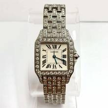 Thumbnail von Cartier Santos Demoiselle Quartz 26mm Steel 4.41TCW Diamond Watch </h1>