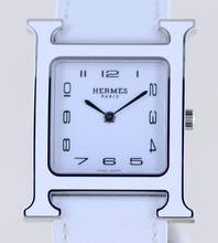  Hermès Heure H white Strap white Dial Big Version rar B+P new unworn 