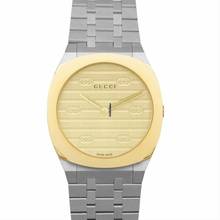  Gucci YA163502 - 25H Quartz Gold-tone Dial Stainless Steel Ladies Watch </h1> 