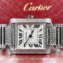 Thumbnail von Cartier Tank Française Quartz 20mm Steel ~6TCW Full DIAMOND Watch </h1>