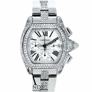  Cartier Roadster Chronograph 2618 Automatic 42mm Steel ~5TCW DIAMOND Watch </h1> 