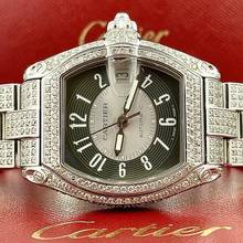 Thumbnail von Cartier Roadster 2510 Automatic 38mm Steel ~7TCW Full DIAMOND Watch </h1>