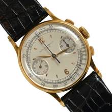  Patek Philippe Chronograph 130 indelible silver dial yellow gold 18KT 1946's </h1> 
