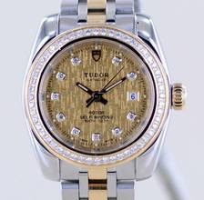 Thumbnail von Tudor Classic Date 28mm Lady Champagner Linen Diamond Dial Bezel Stahl-Gold rar </h1>