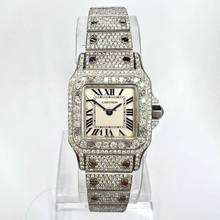 Thumbnail von Cartier Santos Galbée 24mm Quartz Steel 6.60TCW Diamond Watch </h1>