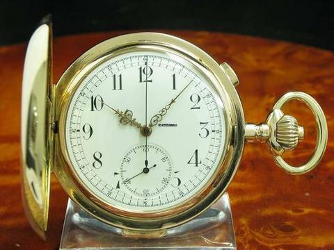  Tempora 14kt 585 Gold Savonette Taschenuhr Chronograph Minuten Repetition </h1> 