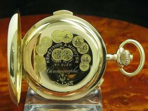 Thumbnail von Tempora 14kt 585 Gold Savonette Taschenuhr Chronograph Minuten Repetition </h1>