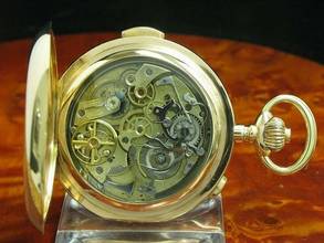 Thumbnail von Tempora 14kt 585 Gold Savonette Taschenuhr Chronograph Minuten Repetition </h1>