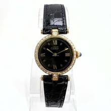  Cartier VERMEIL 24mm Quartz GP Silver 0.68TCW Diamond Watch </h1> 