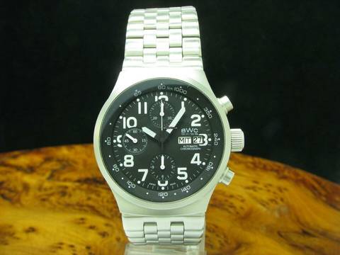  BWC-Swiss Aviator Edelstahl Automatic Herrenuhr / Kaliber Eta 7750 / Ref 20012 </h1> 