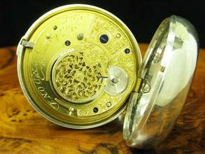 Thumbnail von Manners London 925 Silber Open Face Spindeltaschenuhr Um 1820 Schlüsselaufzug </h1>