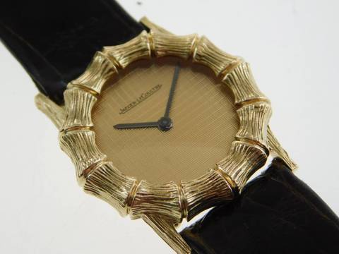  Jaeger-LeCoultre Classic 18 Karat Gelbgold Bamboo Damenuhr Handaufzug Vintage NOS 27 x 39 mm Kaliber P838  