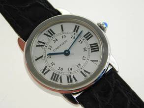 Thumbnail von Cartier Ronde Solo de Cartier Damenuhr 29mm Stahl mit Krokoband uns Faltschließe </h1>